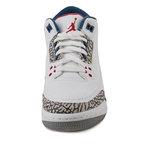 Jordan Nike Kids Air 3 Retro OG BG White/Fire Red True Blue Basketball Shoe 6 Kids US