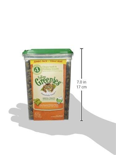 FELINE GREENIES Dental Natural Cat Treats Oven Roasted Chicken Flavor, 11 oz. Tub