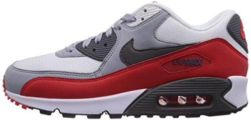 Nike Air Max 90 Essential, Men's Low-Top Trainers, Multicolor (Wolf Grey/Dark Grey/Challenge Red), 9.5 UK (44 1/2 EU)