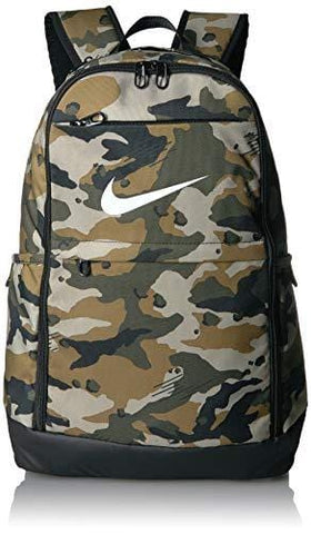 NIKE Brasilia X-Large Backpack - All Over Print, Neutral Olive/Black/White, X-Large