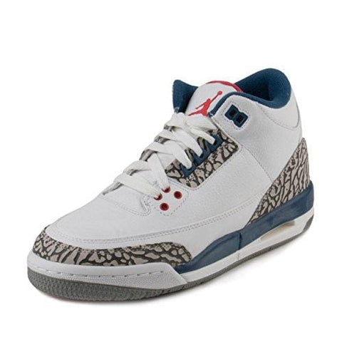 Jordan Nike Kids Air 3 Retro OG BG White/Fire Red True Blue Basketball Shoe 6 Kids US