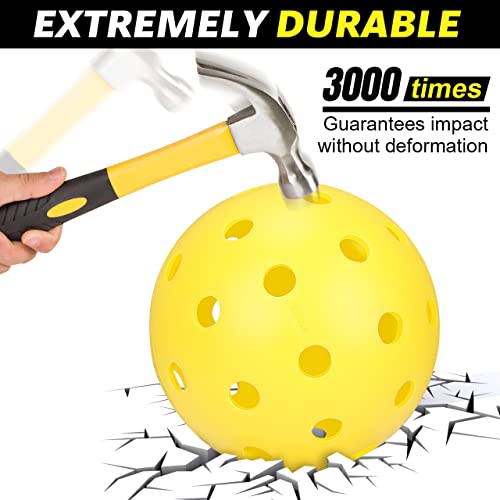 Pickleball Balls, 16Pack Pickleball-Balls with Mesh Bag, 40 Holes+26 Holes, USAPA Requirement Specifically Designed for Outdoor and Indoor, Flight Trajectory Stable High Elasticity & Durable