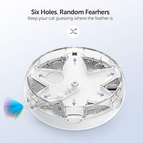Interactive Cat Toys, VAVA Pet Cat Toys Three Modes Day&Night Play Automatic Randomly Stimulates Cat's Senses Easy Replace Feather(Included Battery&Spare Feather)