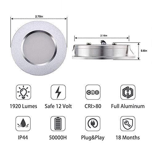 ALOVECO LED RV Lights, 12V Led Lights Dimmable Ultra-Thin RV Lights Interior Waterproof 12 Volt LED Ceiling Lights 3000K Warm White Motorhome Sailboat Yacht(8 Pack)