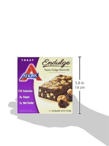 Atkins Endulge Treat, Nutty Fudge Brownie Bar, Keto Friendly, 5 Count
