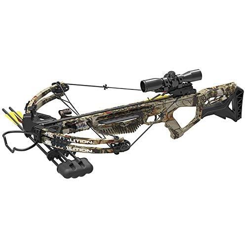 CONQUEROR OUTDOORS PSE Crossbow Coalition | Hunting | Compound | Camo | 380FPS | Cocking Rope, Wax, Quiver, Arrows, Scope | for Left and Right Hand Hunting