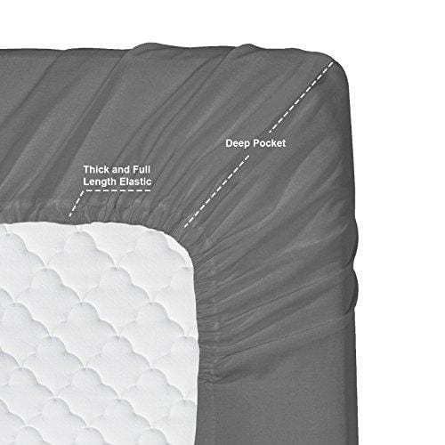 RV/Short Queen Bed Sheets Set Bedding Sheets Set for Campers, 4-Piece Bed Set, Deep Pockets Fitted Sheet, 100% Luxury Soft Microfiber, Hypoallergenic, Cool & Breathable, Gray