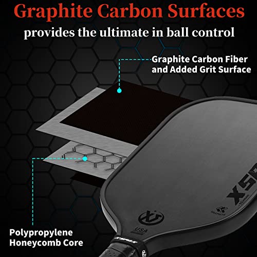 XS XSPAK Carbon Fiber Pickleball Paddle - Tournament Edition - World Champion Surface Technology Options Pickleball Racket - USAPA Polypropylene Honeycomb Paddle with Cushion Comfort Grip