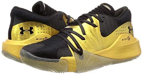 Under Armour Men's Spawn Low Basketball Shoe, Black (003)/Metallic Gold, 12.5 M US