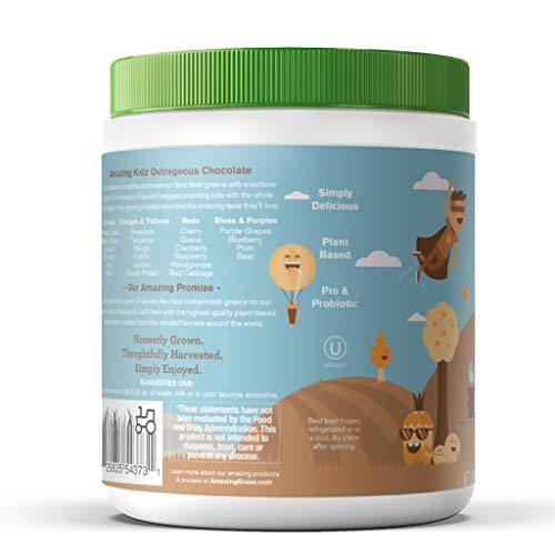 Amazing Grass, Organic Vegan Kids Superfood Powder with 30+ fruits & Super Greens, Flavor: Outrageous Chocolate, 30 Servings
