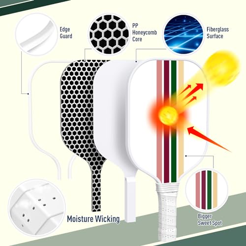 Sprypals Pickleball Bag Pickleball Backpack for Women Men,USAPA Approved Fiberglass Pickleball Paddles Set of 2 with 4 Pickleballs,Premium PickleBall Tote Bag Cute Pickleball Bags for Ladies