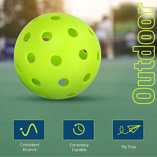 FUNUS Outdoor Pickleball Balls 40 Holes-4 Pack,12Pack, Durable, The Truest Flight and Most Bounce,Superior Balance Ideal for Tournament and Competition Play