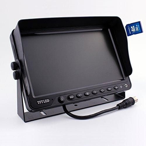 Camnex Car Backup Camera System 9" Monitor Build-in DVR Recorder with Quad Split Screen Rear View Camera System Kit for Truck Van Caravan Trailers Camper Bus RV Harvester