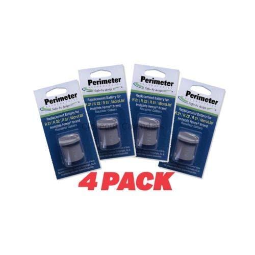 Four Pack Dog Fence Batteries for Invisible Fence R21 or R51 Receiver Collars by Perimeter Technologies