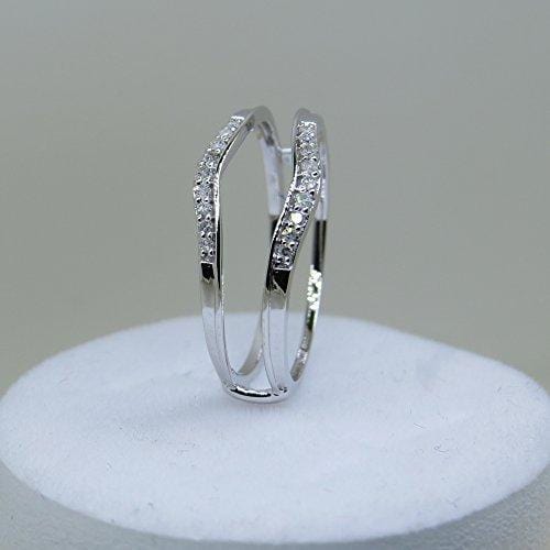 Dazzlingrock Collection 0.12 Carat (ctw) 10K Round White Diamond Ladies Enhancer Guard Wedding Band, White Gold, Size 7
