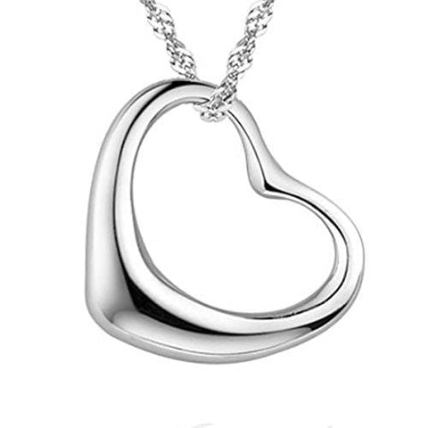Perfect Love Open Heart [Large Size] Sterling Silver Pendant Necklace