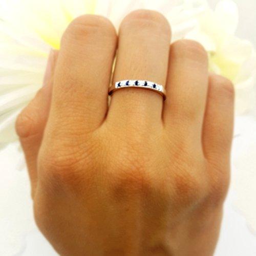 Dazzlingrock Collection 10K Round Blue Sapphire & White Diamond Ladies Wedding Band Ring, White Gold, Size 6