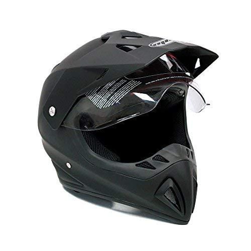 MMG 27V Motocross Full Face Helmet, Dual Sport Off Road Motorcycle Dirt Bike ATV, Includes Flip Up Visor, Medium, Matte Black