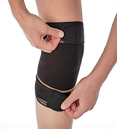 Copper Fit Unisex-Adult's Rapid Relief Knee Wrap with Hold/Cold Therapy, Black, One Size Fits All