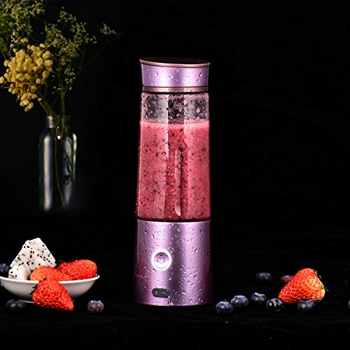 Kacsoo Portable Smoothie Blender, M650 USB Blender for Shakes and Smoothies, Fruit Mixer Juicer Cup, Multifunctional Single Serve Personal Travel Blender, with 5200 mAh Rechargeable Battery, FDA BPA Fre (Purple)