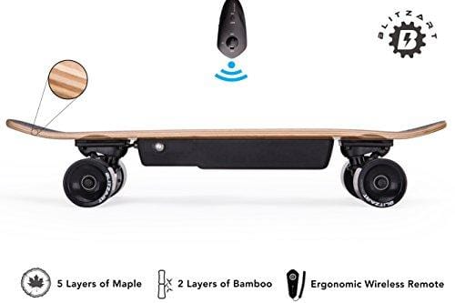 Blitzart Mini Flash 28" Electric Skateboard Electronic Hub-Motor 2.8" Wheel E-Skateboard (Black)