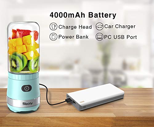 Portable Mini Blender, Personal Blender USB Rechargeable for Smoothies and Shakes with 2 Tritan BPA-Free Blender Cups, Small Smoothie Maker Protein Juice Blender Mixer (Blue)