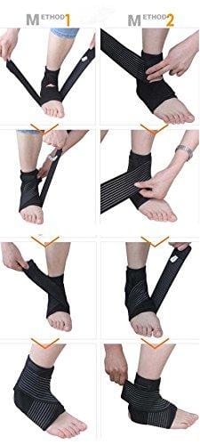 Faswin 2 Pack Nonslip Breathable Ankle Brace with Compression Wrap Support, One Size, Black