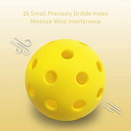 hrongshk 3 Pack Pickleball Balls, Professional Patented 26 DrilledHole Design Pickleball Balls Indoor Pickleballs, High-Vis Optic Yellow Pickleball Balls