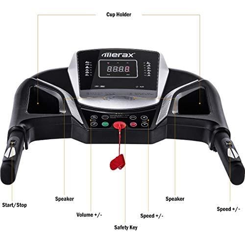 Merax Electric Folding Treadmill – Easy Assembly Fitness Motorized Running Jogging Machine with Speakers for Home Use, 12 Preset Programs (Black)