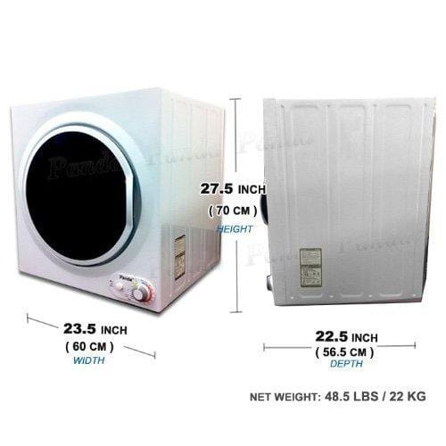 Panda 3.75 cu.ft Compact Laundry Dryer, Control Panel Downside, PAN760SF White and Black