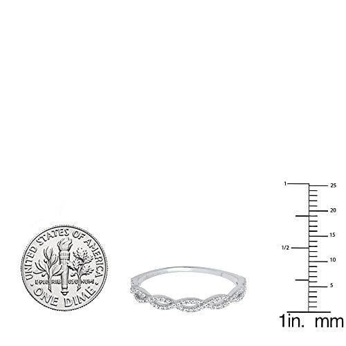 Dazzlingrock Collection 0.20 Carat (ctw) 10K Diamond Swirl Anniversary Wedding Band Stackable Ring 1/5 CT, White Gold, Size 7