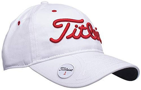 Titleist Classic Golf Ball Marker Hat (Adjustable) White/Red