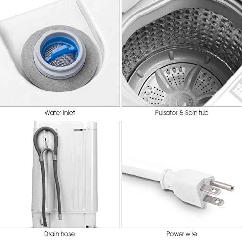 Giantex Full-Automatic Washing Machine Portable Compact 1.6 Cu.ft Laundry Washer Spin with Drain Pump, 10 programs 8 Water Level Selections with LED Display 10 Lbs Capacity