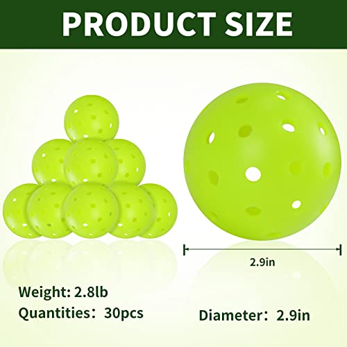Pickleballs, 40 Holes Outdoors Pickleball Balls, 4/12/30 Pack of Pickle Balls Standard, High Elasticity & Durable Pickle Balls for All Style Pickleball Paddles (30pcs Rotational Molding Pickleballs)