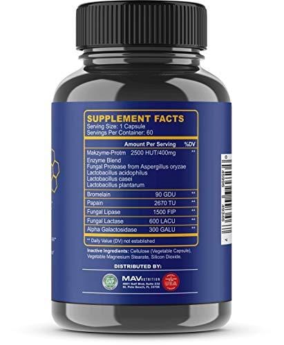 Digestive Enzymes + Probiotics Supplement Designed to Decrease Bloating and Flatulence with Protease Enzyme, Bromelain, and Papain; Digestion Aid with Three Powerful Strains of Bacteria; NON-GMO