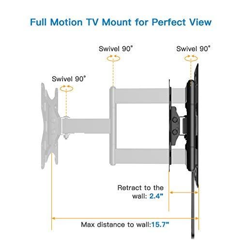 Perlesmith RV Lockable TV Wall Mount for Most 23-43 Inch LED, LCD, OLED Plasma, Flat Screen TVs Full Motion with Articulating Arm Bears up to 77 lbs Swivels Tilts Extends for MotorHomes Camper Trailer