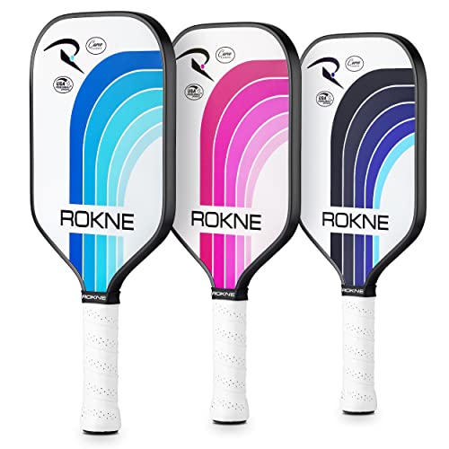 ROKNE Curve Classic Pickleball Paddle | USAPA Approved | Soft Touch, Max Spin | Textured Fiberglass Racket Surface, Polypropylene Honeycomb Core, Composite Handle, Cushion Comfort Racquet Grip | Black