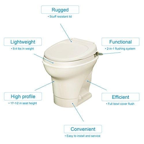 Thetford Aqua Magic V RV Toilet Hand Flush-High Profile-Parchment Color 31668