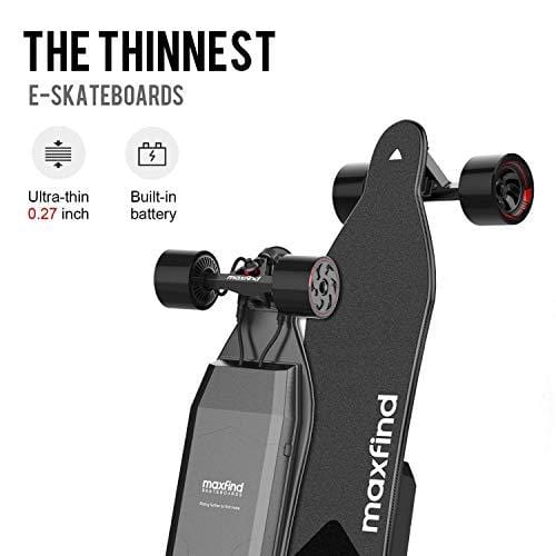 Maxfind Max-4 Super Range Electric Skateboard, 25 MPH Top Speed, 1500W Motor, 13-40 Miles Range, 16.5 Lbs, 8 Layers Maple Longboard with Wireless Remote Control (Super Range)