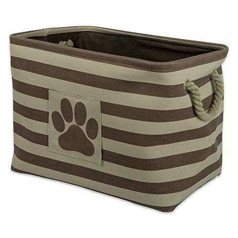 DII Bone Dry Large Rectangle Pet Toy and Accessory Storage Bin, 17.75x12x15", Collapsible Organizer Storage Basket for Home Décor, Pet Toy, Blankets, Leashes and Food-Brown Stripes