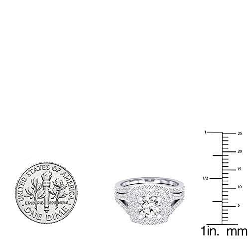 Dazzlingrock Collection 2.70 Carat (ctw) 14K Round Cubic Zirconia Ladies Bridal Engagement Ring Set, White Gold, Size 8.5
