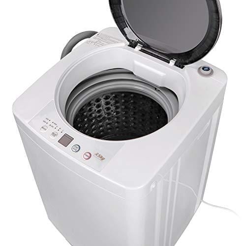 SUPER DEAL Upgraded Portable Full-Automatic Washing Machine Spacious Load Compact Washer - Built-in Drain Pump and Long Hose (Pro)