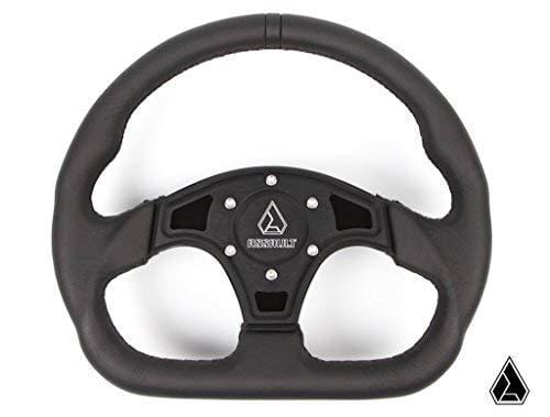 Assault Industries 100005SW0201 Black/Black Stitch Ballistic D Steering Wheel with Billet Front Plate