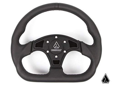 Assault Industries 100005SW0201 Black/Black Stitch Ballistic D Steering Wheel with Billet Front Plate