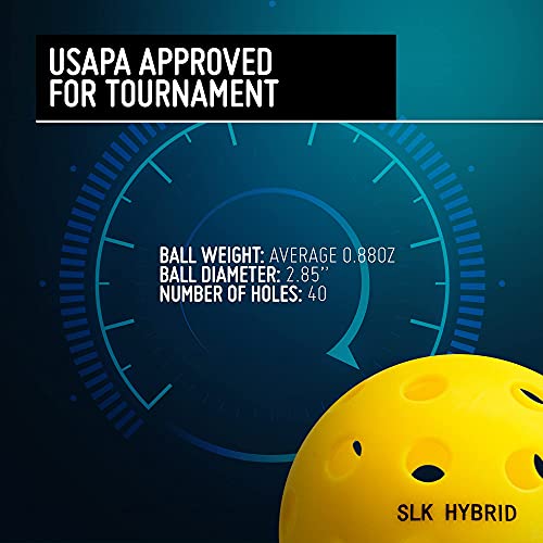 Selkirk SLK Hybrid Indoor & Outdoor Pickleball Ball 6 Pack | 40 Hole Outdoor & Indoor Pickleball Balls | USAPA Approved Pickle Ball Balls for Tournament Play | Yellow Pickleballs | 6 Pack