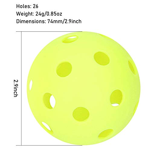Pickleball Ball Set 6 Pack Outdoor Pickleball Balls, Indoor Pickleball Balls Green in Mesh Ball Bag, Durable and Consistent Bounce Pickleball Accessories Gifts