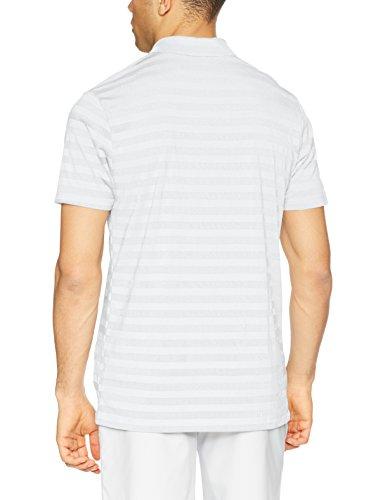 NIKE Men's Dry Stripe Golf Polo, White/Flat Silver, Small