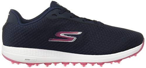 Skechers Women's Max Golf Shoe, Navy/Pink Textile, 9 M US