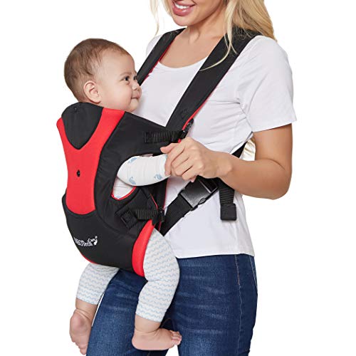 Neotech Care Baby Carrier - Front and Back Carrying - Adjustable, Breathable & Lightweight - for Infant, Child, Toddler - Black with Red