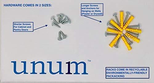 Unum Chrome Wall-Mount/Cabinet Door Spice Rack (x4) - Single Tier Hanging Spice Organizers/Racks for Pantry, Kitchen Wall/Cupboard, Over Stove, and Closet Door Storage - 11 3/8"L x 3"D x 2"H